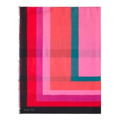 Foulards & Écharpes*Draeger Paris Foulard à Motifs Graphiques Imprimés - Rouge et Rose - Signature Draeger