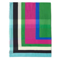 Foulards & Écharpes*Draeger Paris Foulard à Motifs Graphiques Imprimés - Vert Blanc Bleu - Signature Draeger