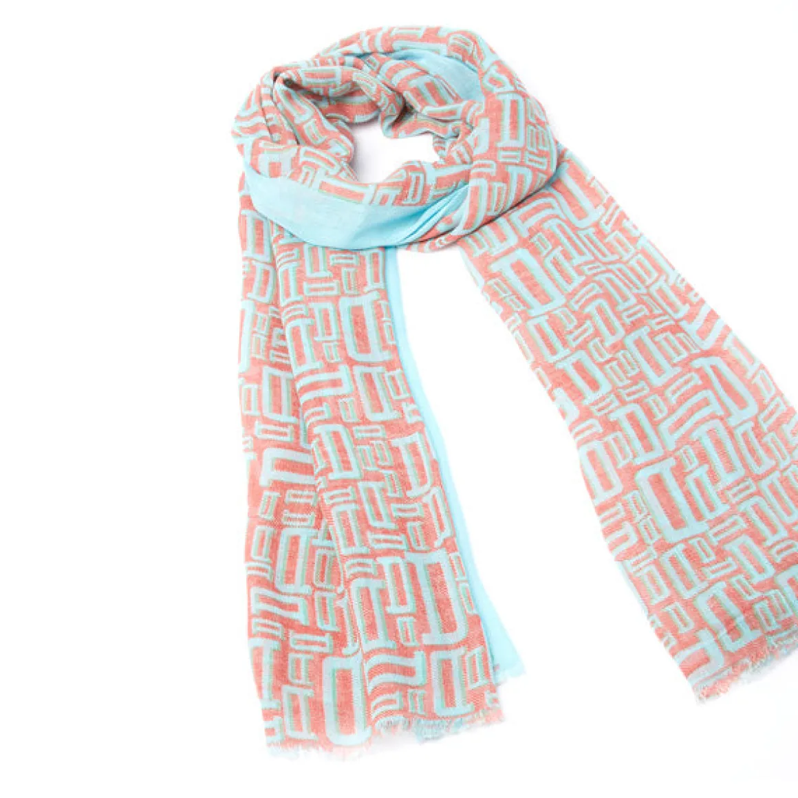 Foulards & Écharpes*Draeger Paris Foulard imprimé signature Draeger - Menthe et corail - Homme - 70x180 cm - Draeger