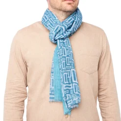 Foulards & Écharpes*Draeger Paris Foulard imprimé signature Draeger - Bleu - Homme - 70x180 cm