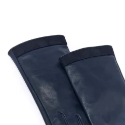 Gants*Draeger Paris Gants Bi-Matière en Cuir d’Agneau - Marine