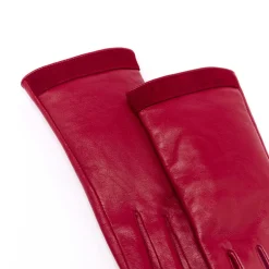 Gants*Draeger Paris Gants Bi-Matière en Cuir d’Agneau - Rouge