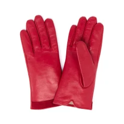 Gants*Draeger Paris Gants Bi-Matière en Cuir d’Agneau - Rouge
