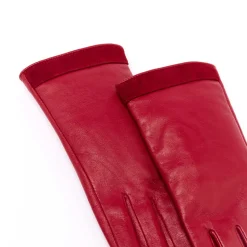 Gants*Draeger Paris Gants Bi-Matière en Cuir d’Agneau - Rouge