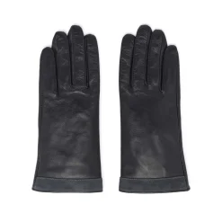 Gants*Draeger Paris Gants Bi-Matière en Cuir d’Agneau - Noir