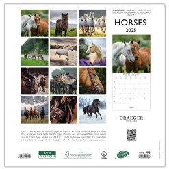 Calendriers|Agendas*Draeger Paris Grand Calendrier Mural 29x29 cm 2025 - Chevaux