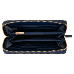 Portefeuilles*Draeger Paris Grand portefeuille femme - feuilles dorées - bleu marine