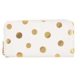 Portefeuilles*Draeger Paris Grand portefeuille femme - pois dorés - blanc