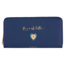 Portefeuilles*Draeger Paris Grand portefeuille femme - La vie est belle - bleu marine