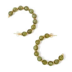 Boucles D'oreilles*Draeger Paris Grandes créoles perles résine verte