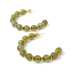 Boucles D'oreilles*Draeger Paris Grandes créoles perles résine verte