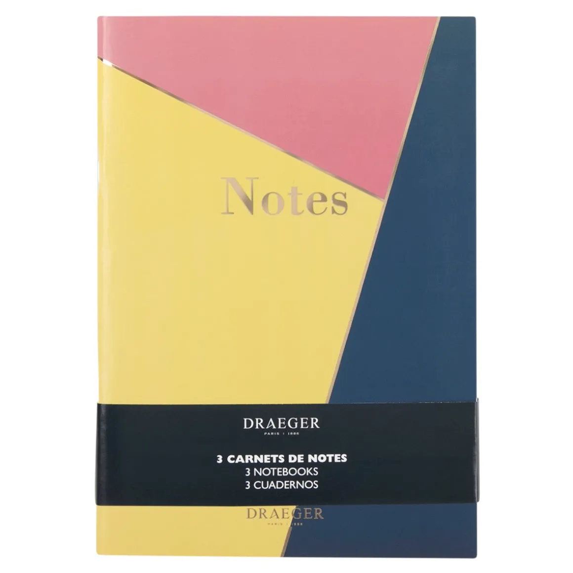 Organiseurs|Carnets & Blocs-notes*Draeger Paris Lot de 3 carnets A5 lignés - bleu, rose, jaune