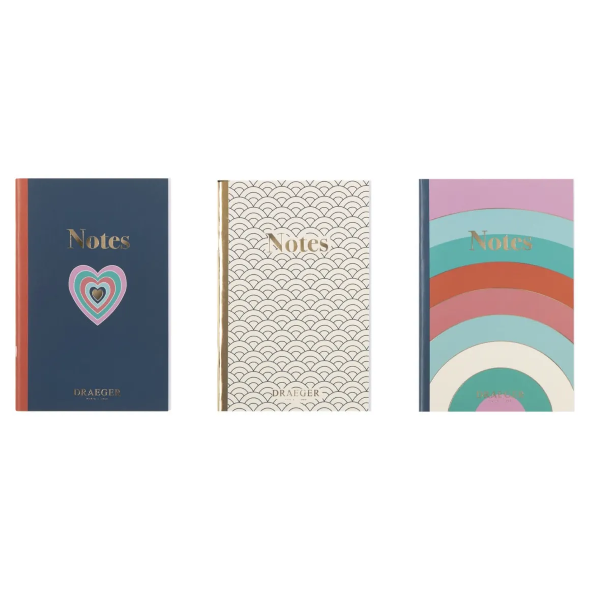Organiseurs|Carnets & Blocs-notes*Draeger Paris Lot de 3 carnets A6 lignés - bleu, ivoire, pastel