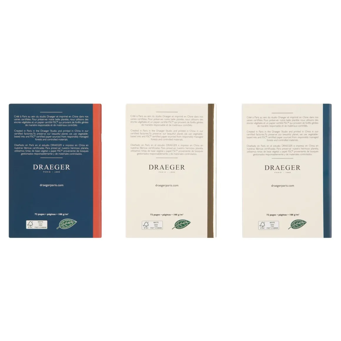 Organiseurs|Carnets & Blocs-notes*Draeger Paris Lot de 3 carnets A6 lignés - bleu, ivoire, pastel