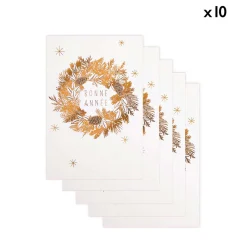 Cartes De Noêl*Draeger Paris Lot de 10 Cartes de vœux Couronne de Noël