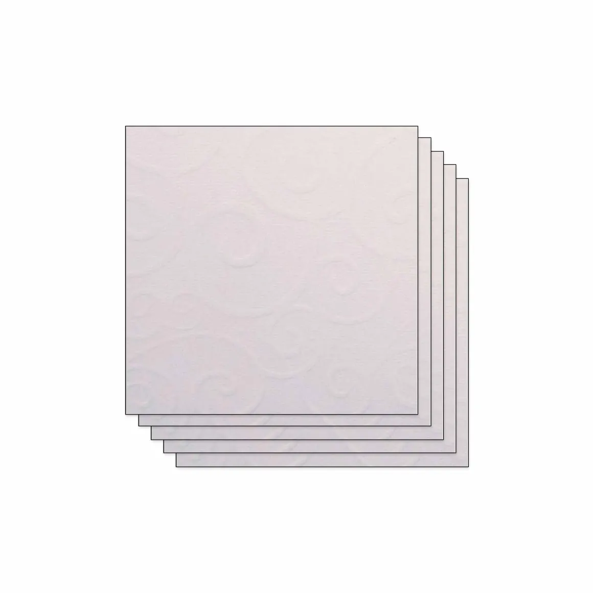 Papier Unitaire*Draeger Paris Lot de 5 Feuilles de Papier Scrapbooking Moucheté - Blanc arabesque