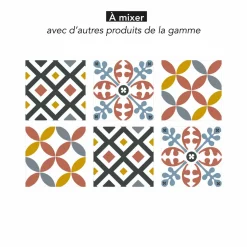 Stickers De Carrelage|Stickers & Embellissements*Draeger Paris Lot de 5 Stickers Carrelage 15x15 cm Rosaces Multicolores