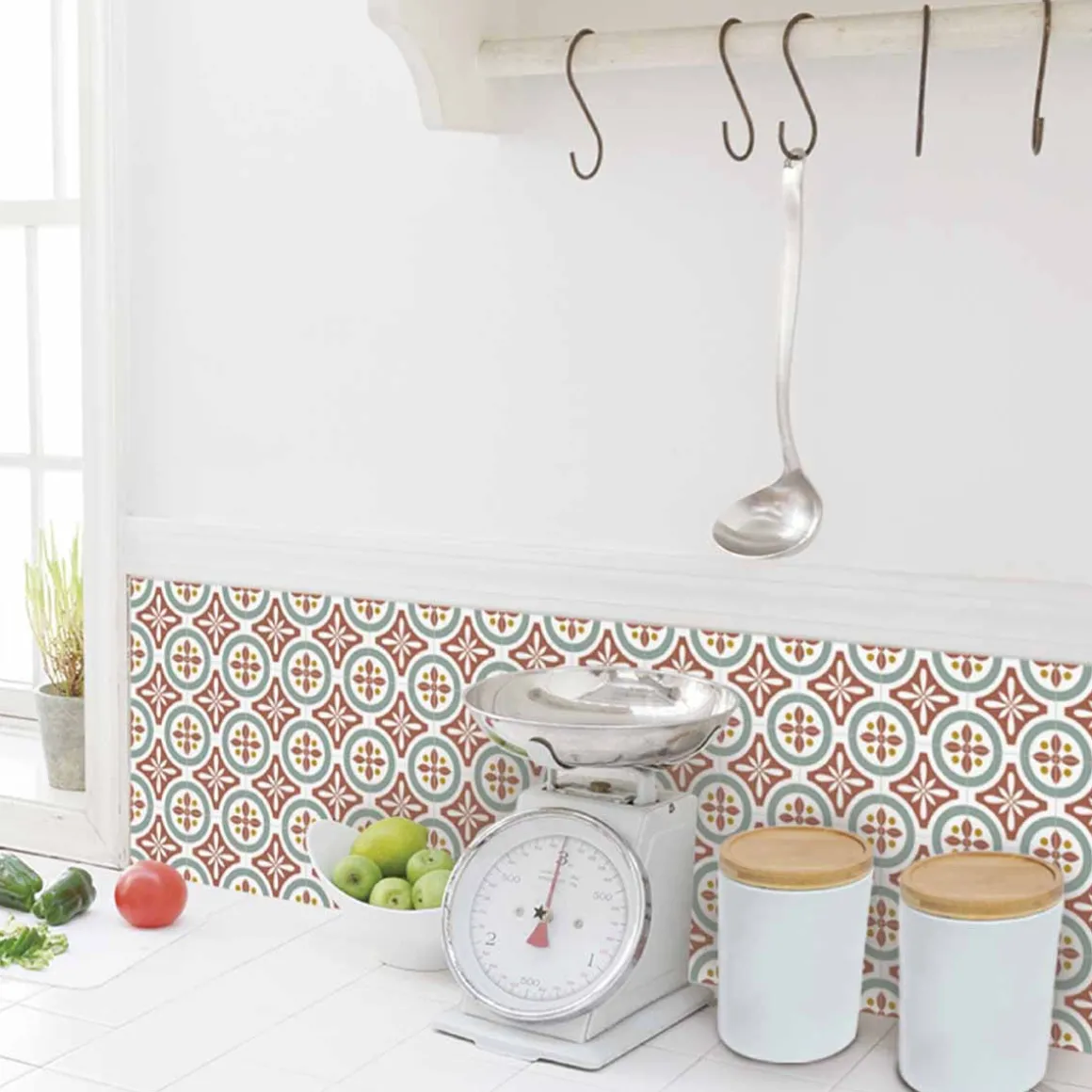 Stickers De Carrelage|Stickers & Embellissements*Draeger Paris Lot de 5 Stickers Carrelage 15x15 cm Motifs Floraux Rouges