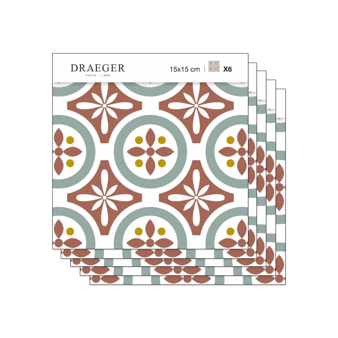 Stickers De Carrelage|Stickers & Embellissements*Draeger Paris Lot de 5 Stickers Carrelage 15x15 cm Motifs Floraux Rouges