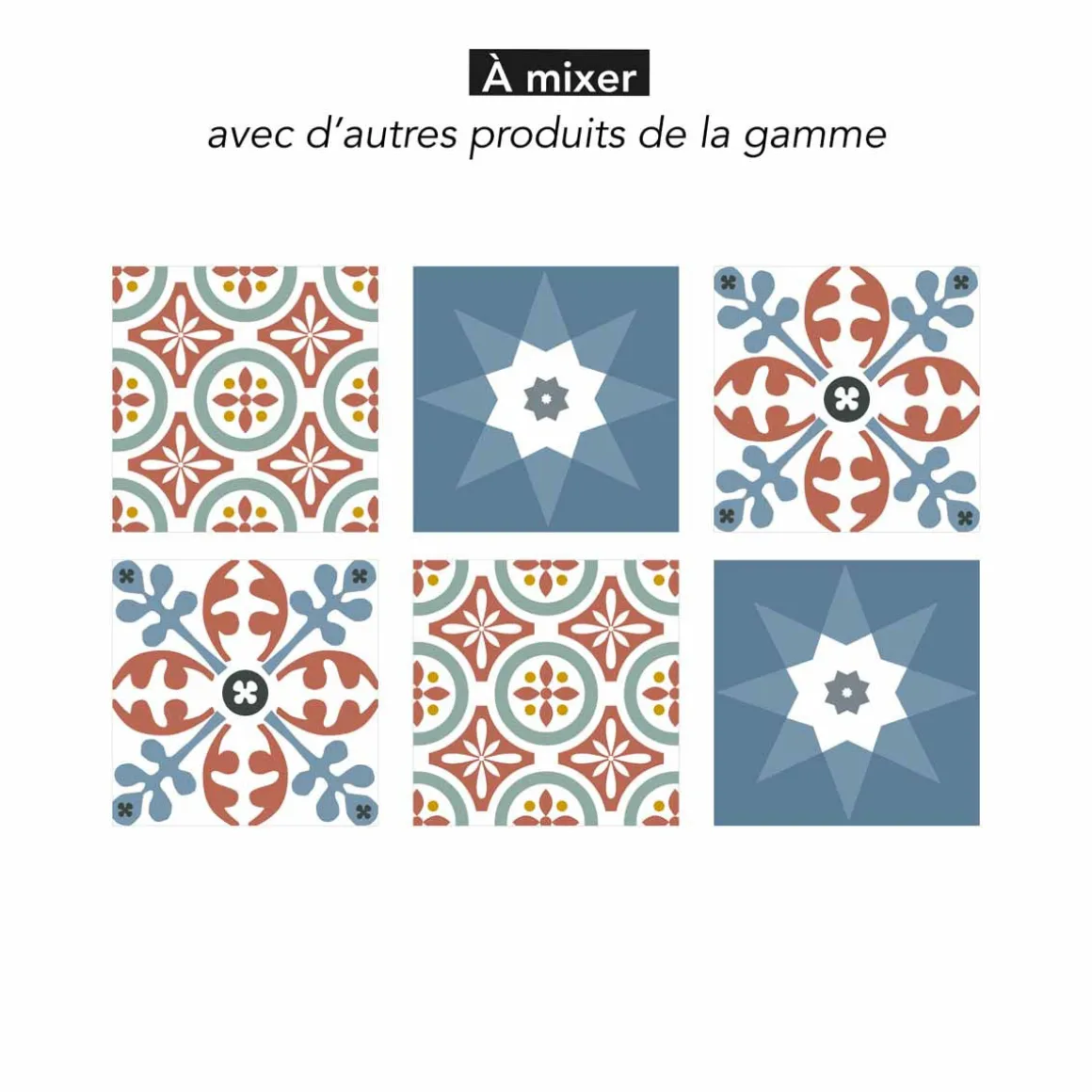 Stickers De Carrelage|Stickers & Embellissements*Draeger Paris Lot de 5 Stickers Carrelage 15x15 cm Motifs Floraux Rouges