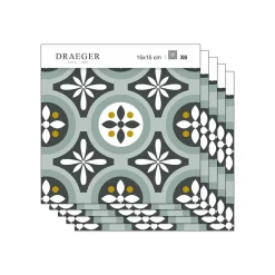 Stickers De Carrelage|Stickers & Embellissements*Draeger Paris Lot de 5 Stickers Carrelage 15x15 cm Motifs Floraux Vert d'eau