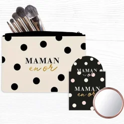 Pochettes & Trousses|Pochettes & Miroirs*Draeger Paris Lot Pochette & Miroir Maman en Or