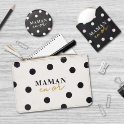 Pochettes & Trousses|Pochettes & Miroirs*Draeger Paris Lot Pochette & Miroir Maman en Or