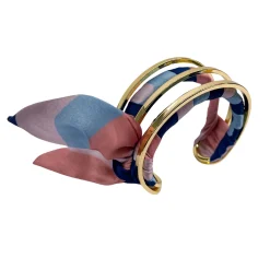 Bracelets*Draeger Paris Manchette Foulard New York Gris et Rose