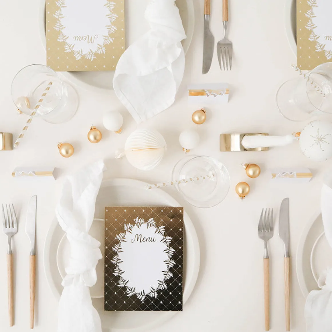 Décorations De Table*Draeger Paris Paille papier Blanc & or x24 - Spécial Réveillon