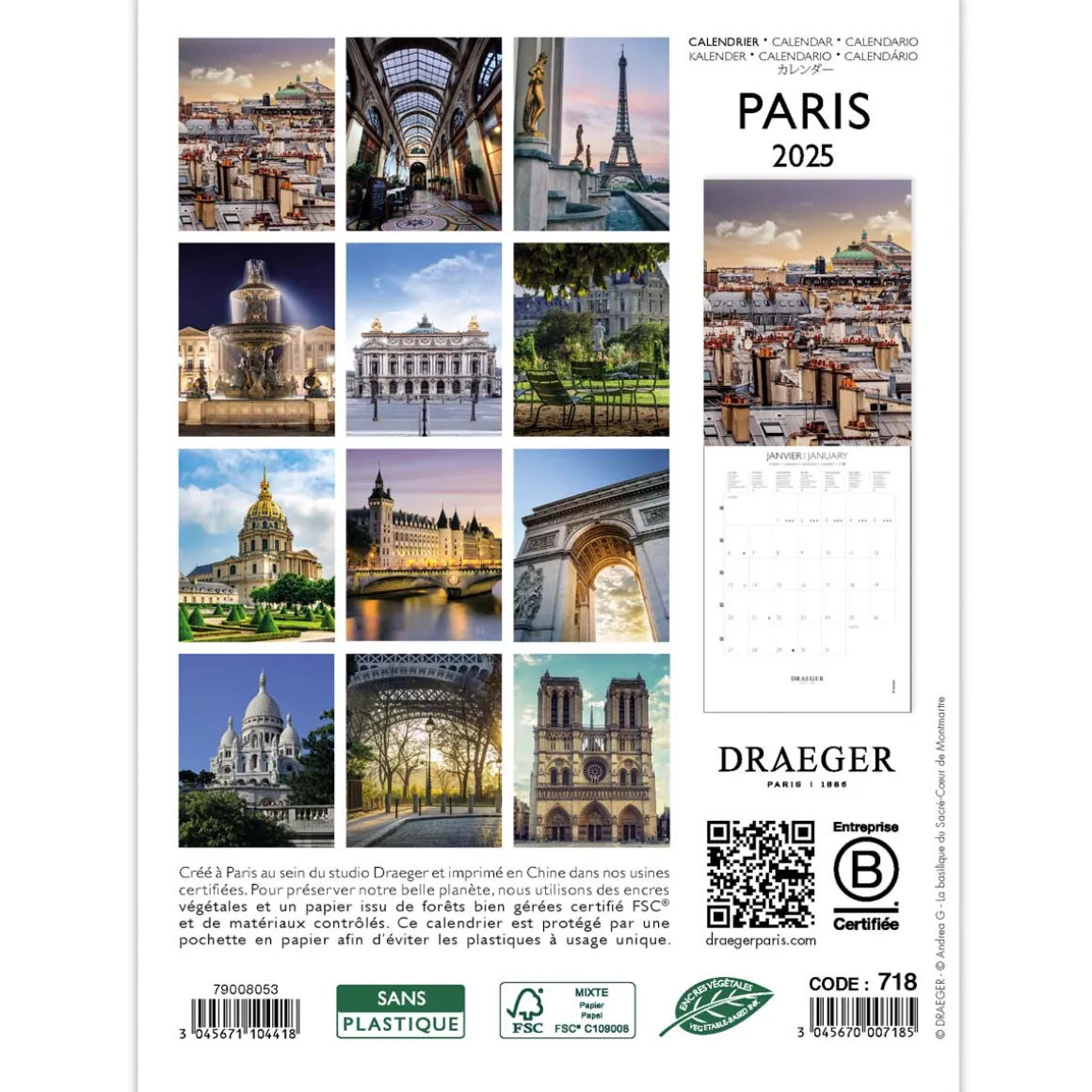 Calendriers|Agendas*Draeger Paris Petit Calendrier Mensuel 2025 14x18 cm - Paris