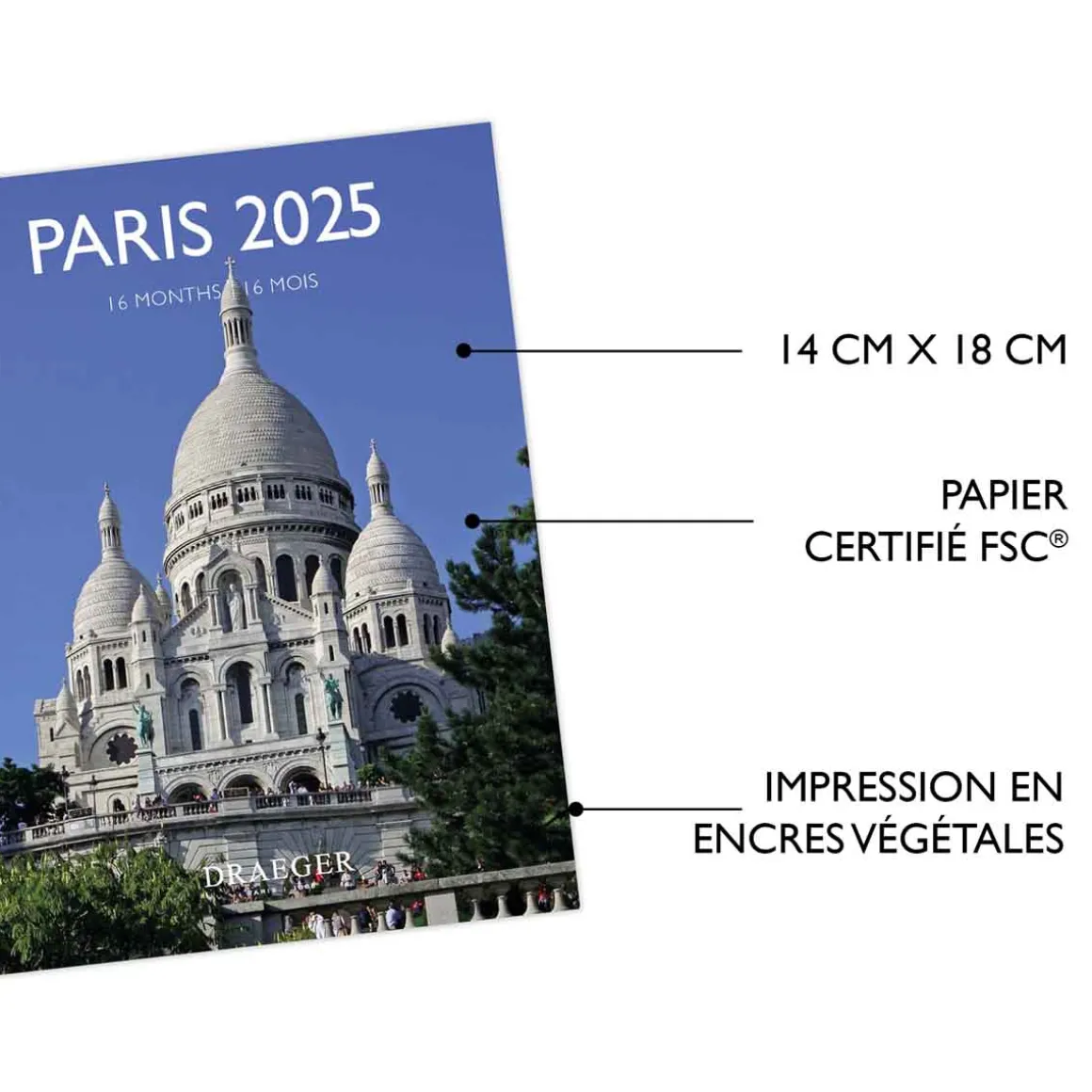 Calendriers|Agendas*Draeger Paris Petit Calendrier Mural 14x18 cm 2025
