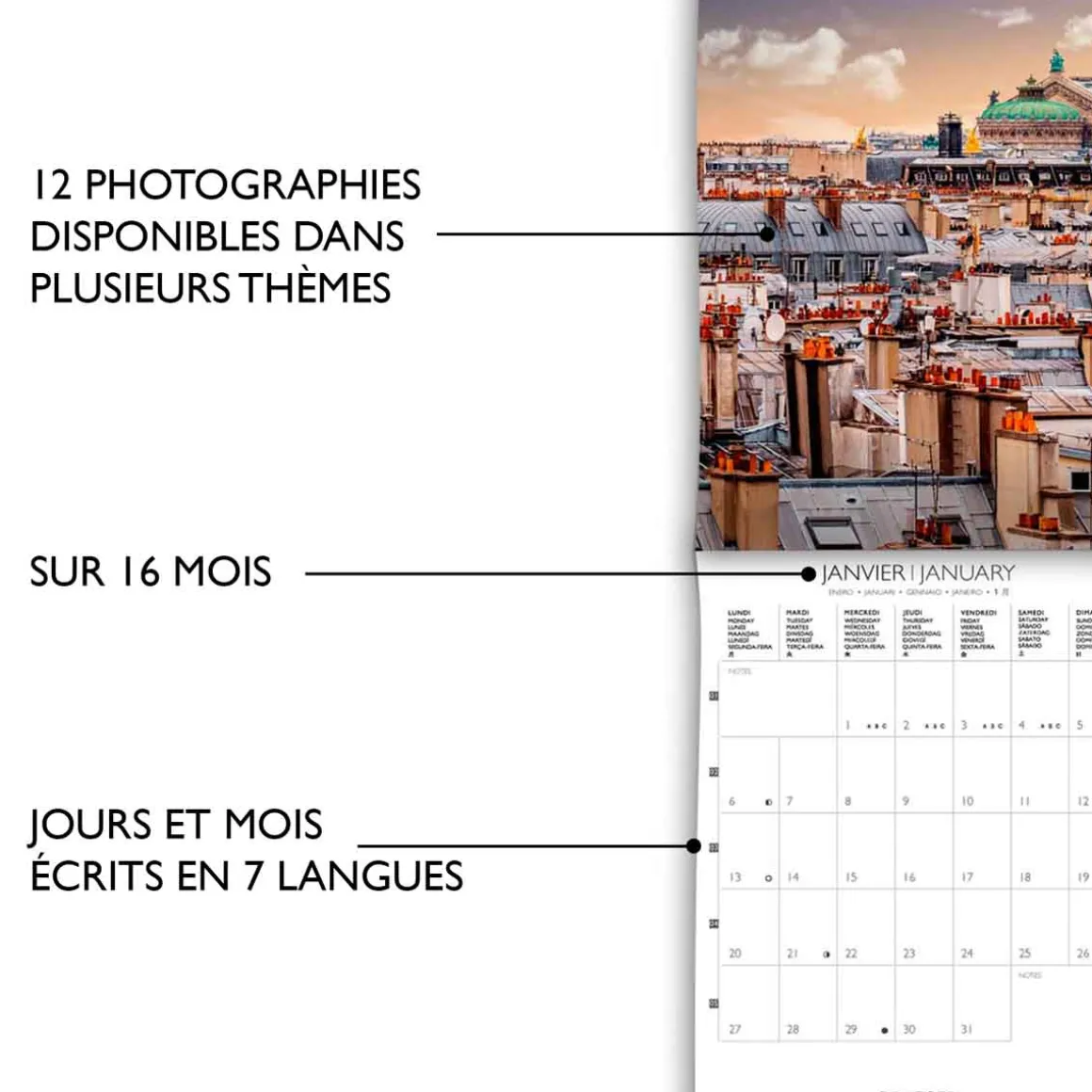 Calendriers|Agendas*Draeger Paris Petit Calendrier Mural 14x18 cm 2025