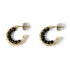 Boucles D'oreilles*Draeger Paris Petites créoles perles noires