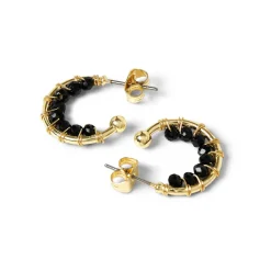 Boucles D'oreilles*Draeger Paris Petites créoles perles noires