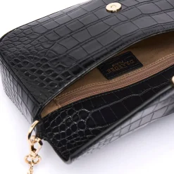 Sac Finition Croco*Draeger Paris Pochette de Soirée Camille Croco - Noir