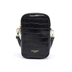 Pochettes De Téléphone|Sac Finition Croco*Draeger Paris Pochette de Téléphone Croco - Noir