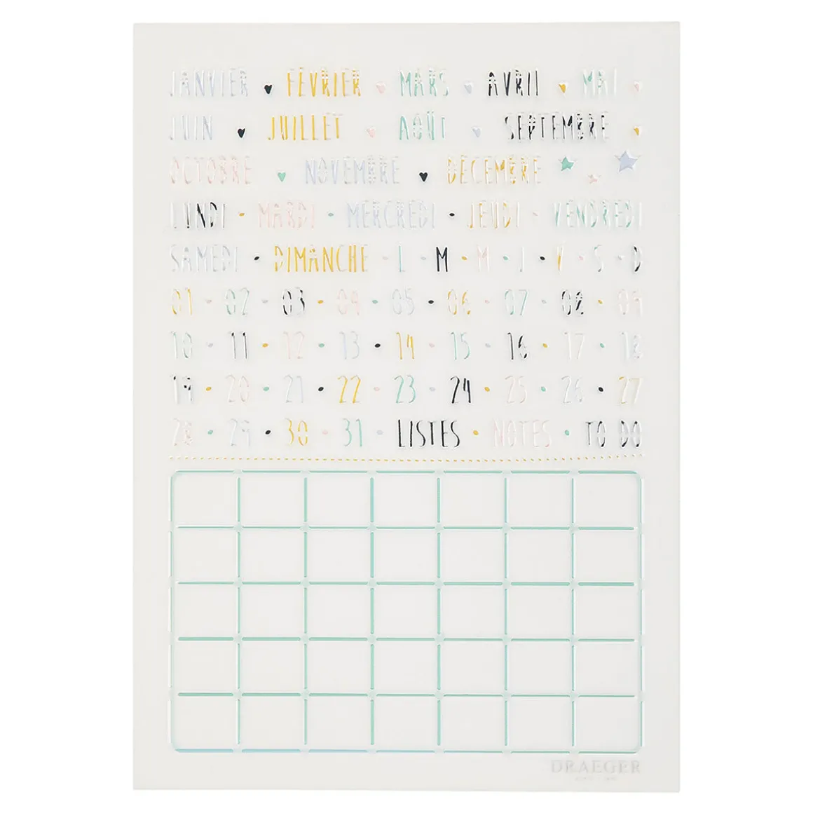 Accessoires & Outils De Diy|Bullet Journal*Draeger Paris Pochoir Bullet journal Agenda mois