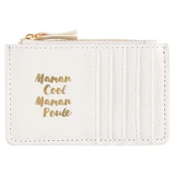 Porte-cartes*Draeger Paris Porte-cartes zippé - Maman cool maman poule - blanc