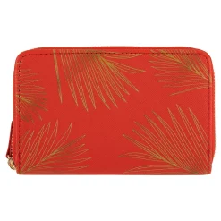 Portefeuilles*Draeger Paris Portefeuille femme - feuilles dorées - rouge