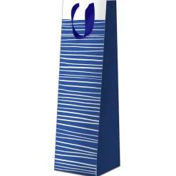 Sac Cadeau Bouteilles*Draeger Paris Sac Bouteille de Vin - Bleu Rayures