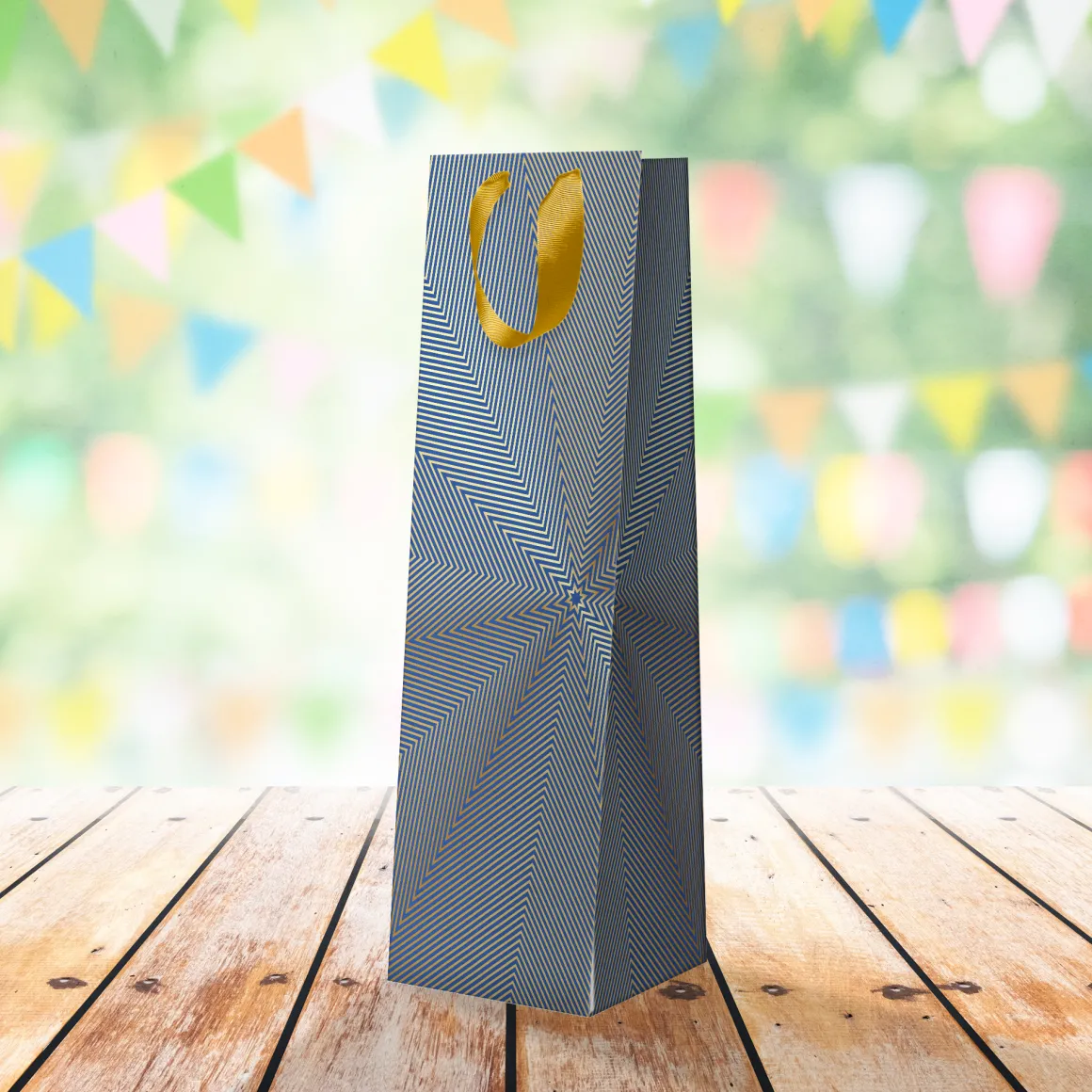 Sac Cadeau Bouteilles*Draeger Paris Sac Bouteille de Vin - Bleu et Or