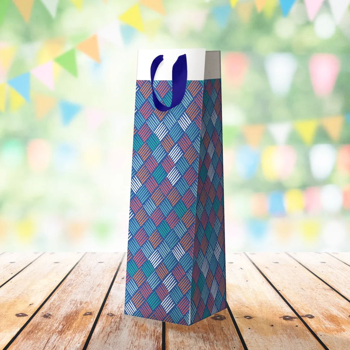 Sac Cadeau Bouteilles*Draeger Paris Sac Bouteille de Vin - Bleu et Rouge