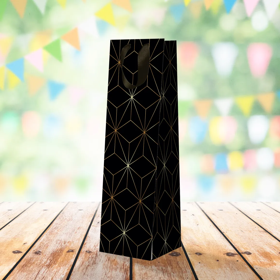 Sac Cadeau Bouteilles*Draeger Paris Sac Bouteille de Vin - Noir et Or