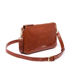 Sac Finition Croco|Sac Bandouilère*Draeger Paris Sac Pochette Anna Croco - Cognac