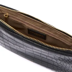 Sac Finition Croco|Sac Bandouilère*Draeger Paris Sac Pochette Anna Croco - Noir