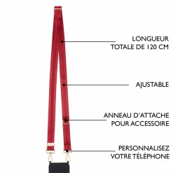 Sangles Pochette De Telephone*Draeger Paris Sangle pour Pochette Téléphone Rouge