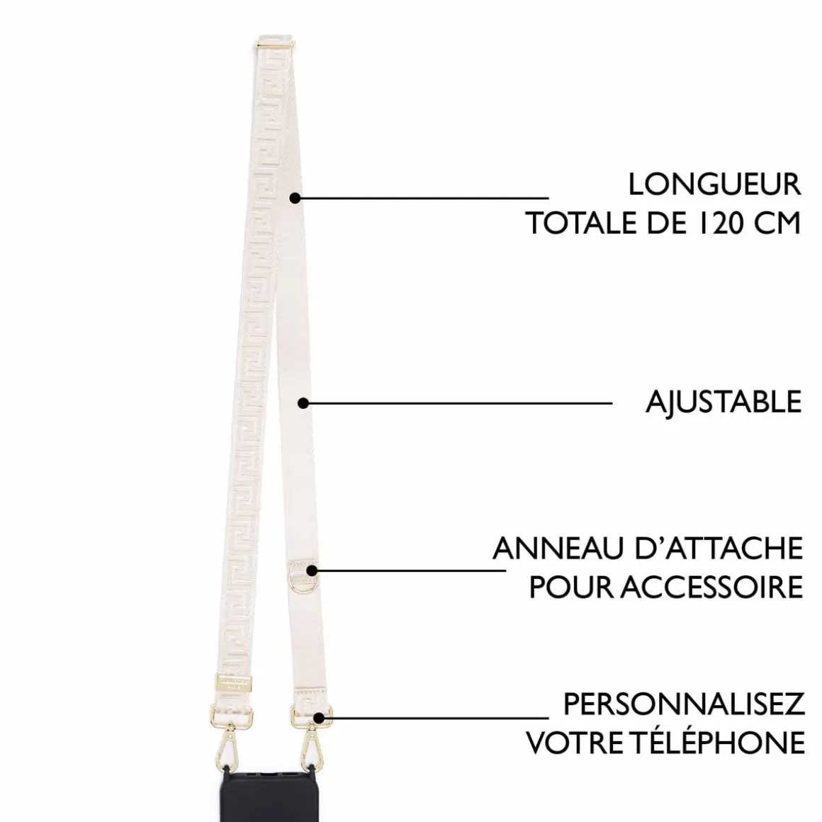 Sangles Pochette De Telephone*Draeger Paris Sangle pour Pochette Téléphone Beige