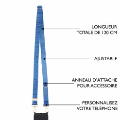 Sangles Pochette De Telephone*Draeger Paris Sangle pour Pochette Téléphone Bleu