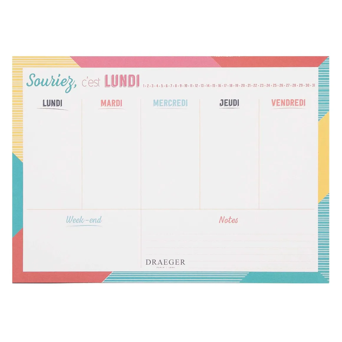 Semainiers|Organiseurs*Draeger Paris Semainier perpétuel - Souriez c'est lundi