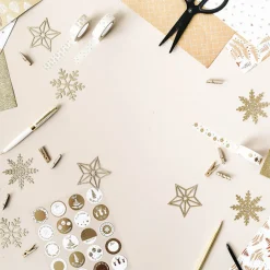 Décorations De Table|Papier Unitaire*Draeger Paris Set de 5 papiers Or pailleté - Spécial Réveillon